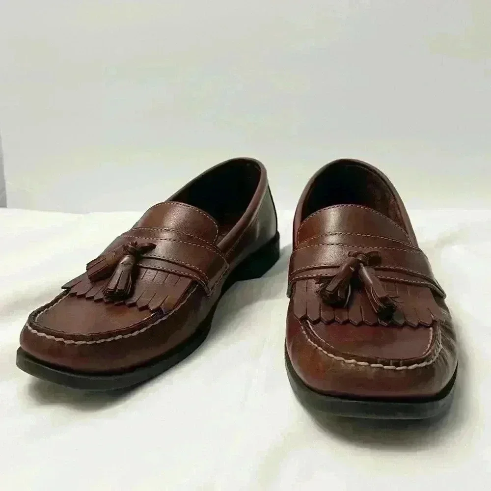 Dexter- Men’s Tassel Loafers-Leather- Brown- 11